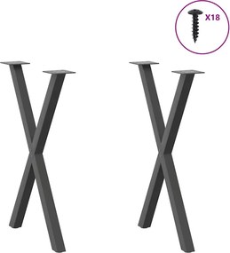vidaXL Πόδια Τραπεζαρίας σε Σχήμα Χ, 2 τεμ. Ανθρακί 57x(72-73) εκ. Ατσάλι