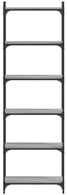 vidaXL Βιβλιοθήκη 6 Επιπέδων Γκρι Sonoma 60x30x188 εκ. Επεξεργ. Ξύλο