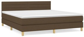 vidaXL Κρεβάτι Boxspring με Στρώμα Σκούρο Καφέ 160x200 εκ Υφασμάτινο