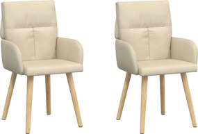 vidaXL Καρέκλες φαγητού 2 pcs Ύφασμα Κρεμ 60 x 56 x 96 εκ