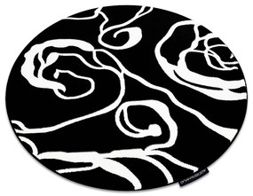 Χαλί HAMPTON Rosa κύκλος τριαντάφυλλο, λουλούδια μαύρο