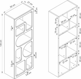 Βιβλιοθήκη Λευκό CLACROL 50x27x135