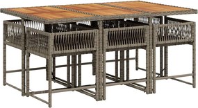 vidaXL Σετ Τραπεζαρίας Κήπου 7 τεμ. Γκρι Συνθ. Ρατάν με Μαξιλάρια