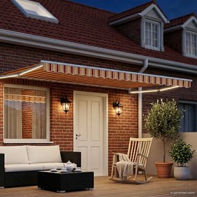 vidaXL Χειροκίνητη αναδιπλούμενη τέντα με LED Πολύχρωμο 5 x 3 m