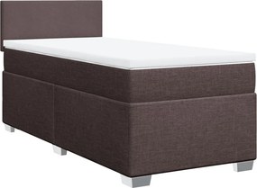vidaXL Κρεβάτι Boxspring με Στρώμα Σκούρο Καφέ 90x200 εκ. Υφασμάτινο