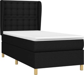vidaXL Κρεβάτι Boxspring με Στρώμα Μαύρο 80 x 200 εκ. Υφασμάτινο