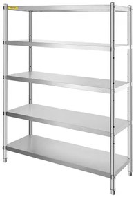 VEVOR Shelving Unit 48x18.5 Inch Storage Shelves 5-Tier shelving Units And Storage Adjustable Shelf Storage Unit Adjustable Feet Shelving Units Stainless Steel Kitchen Shelves