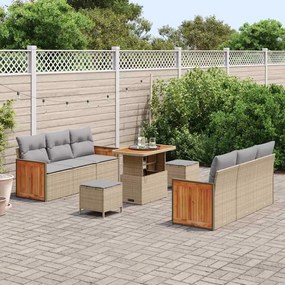vidaXL Σετ Καναπέ Κήπου 11 pcs Μπέζ και Ανοιχτό Γκρι συνθετικό ρατάν