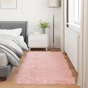 vidaXL Χαλί από τεχνητό πρόβειο δέρμα TAFALLA Ροζ 80 x 200 cm