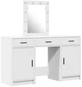 vidaXL Σετ Τραπεζιού Μακιγιάζ  3 τμχ με LED Λευκό Επεξεργασμένο Ξύλο