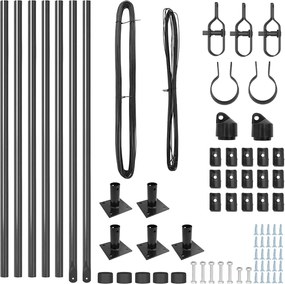 vidaXL Στύλος Περιφράξεων 7 pcs Γκρι Ατσάλι