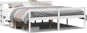 vidaXL Κρεβάτι Ηλικιωμένου με Κεφαλάρι Λευκό 200x200 εκ. Μασίφ Πεύκο