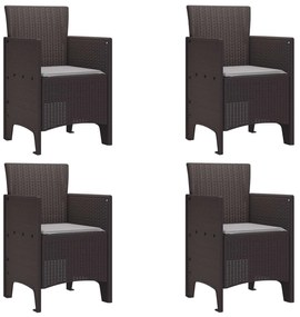 Καρέκλα Κήπου 4 pcs Καφέ 53 x 49 x 85 εκ. PP