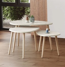 Σετ Τραπεζιών Σαλονιού Τραβερτίνη BACLAS 80x52x50