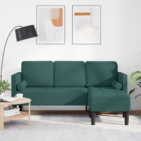 vidaXL Γωνιακός Καναπές 3 Θέσεων Σκούρο Πράσινο 160 εκ Υφασμάτινος