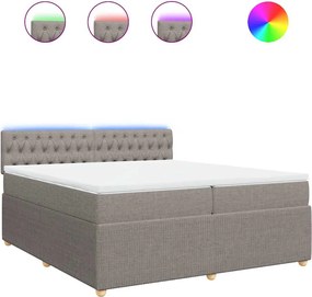 vidaXL Κρεβάτι Boxspring με Στρώμα Taupe 200x200 εκ. Υφασμάτινο