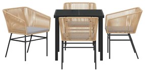 vidaXL Σέτ φαγητού για κήπο 5 pcs Καφέ Πολυ ράταν